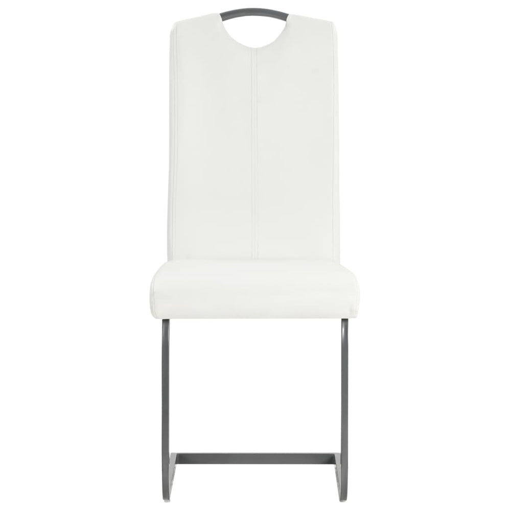 Cantilever dining chairs, 6 pcs., white, artificial leather