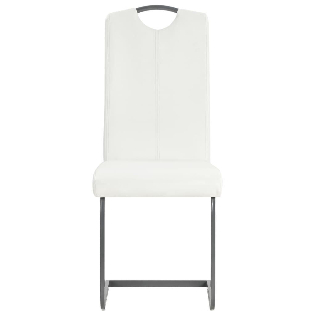 Cantilever dining chairs, 6 pcs., white, artificial leather