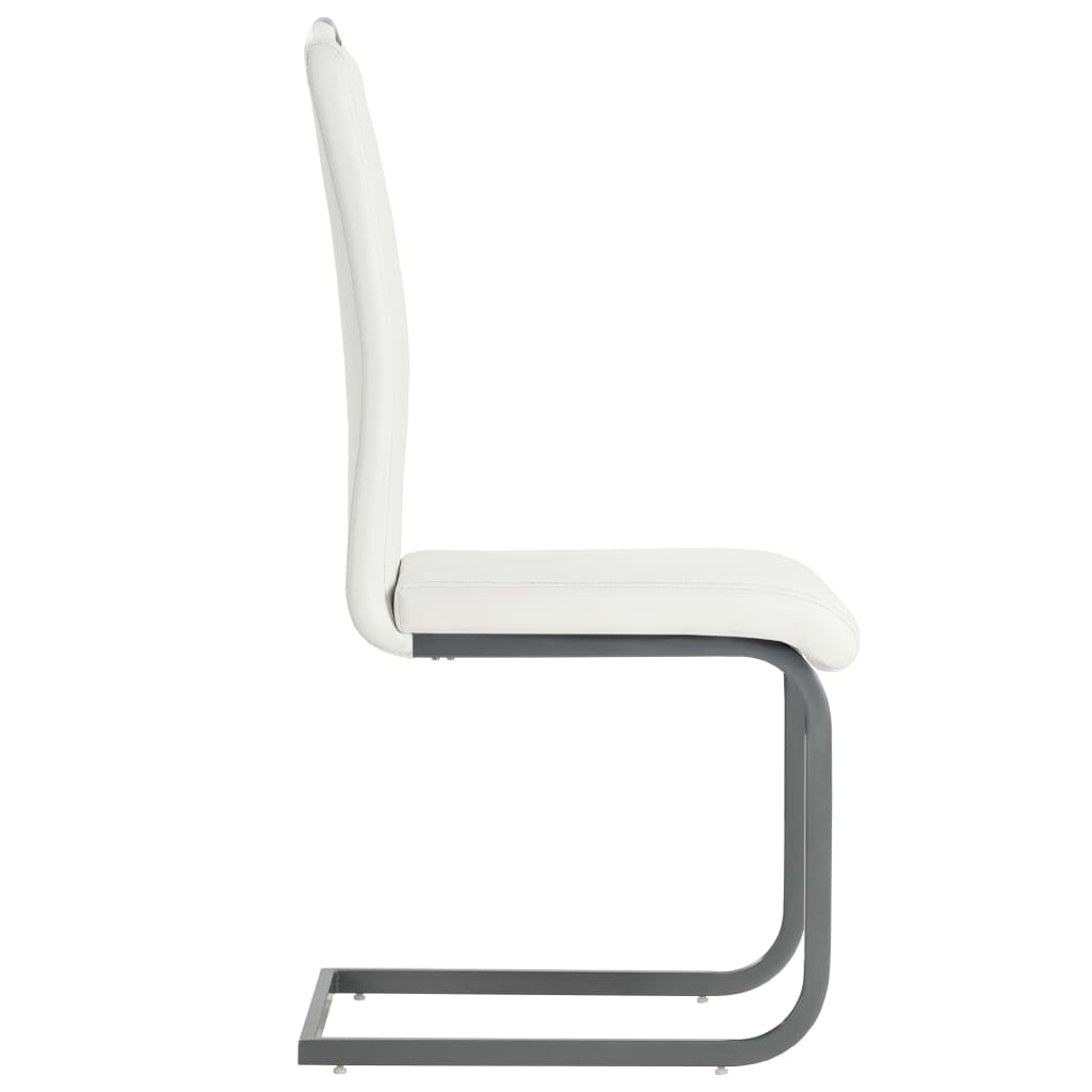 Cantilever dining chairs, 6 pcs., white, artificial leather