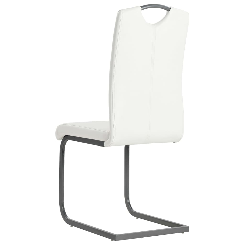 Cantilever dining chairs, 6 pcs., white, artificial leather