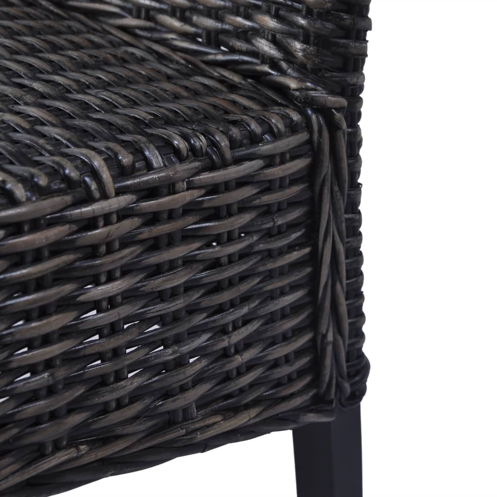 Dining chairs, 4 pcs., black, Kubu rattan and mango wood