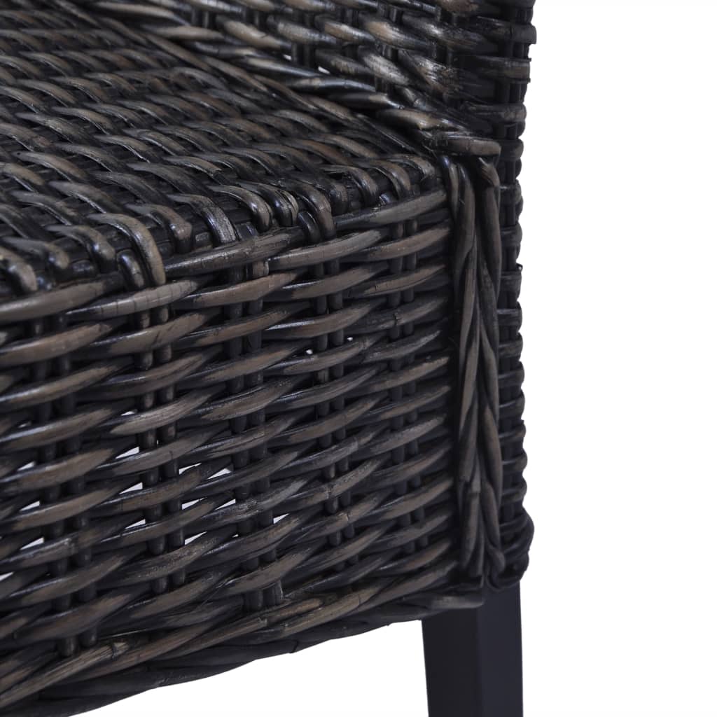 Dining chairs, 6 pcs, Kubu rattan and mango wood, black