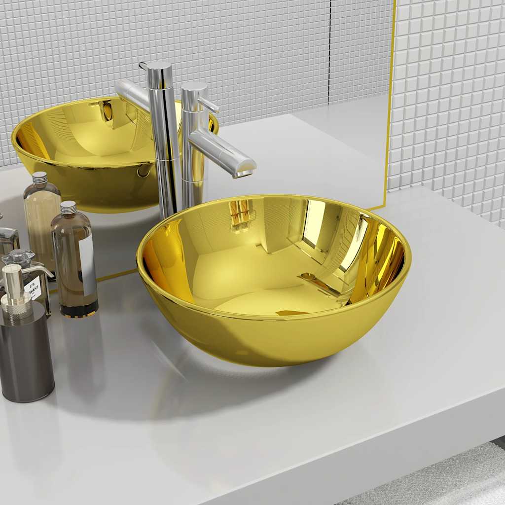 Washbasin, 28x10cm, gold color, ceramic