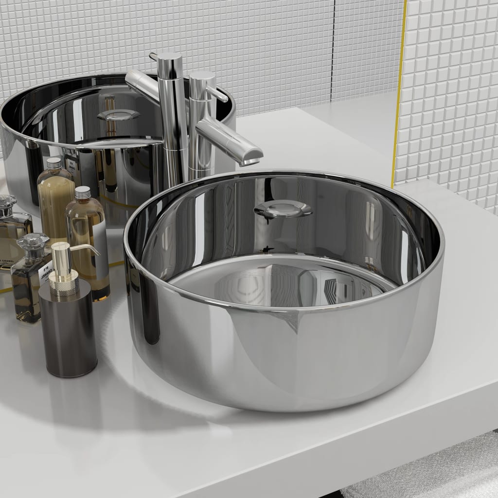 Washbasin, 40x15cm, silver, ceramic