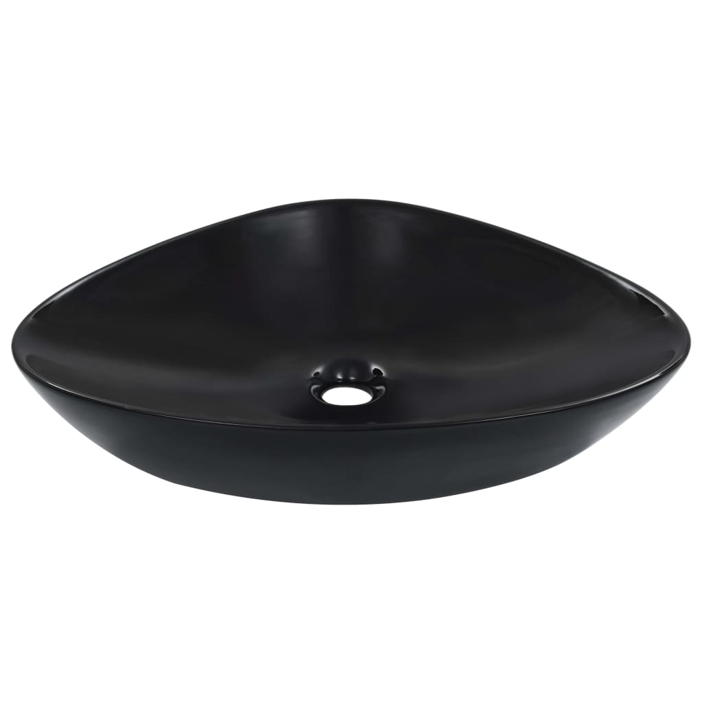 Washbasin, black, 58.5x39x14 cm, ceramic