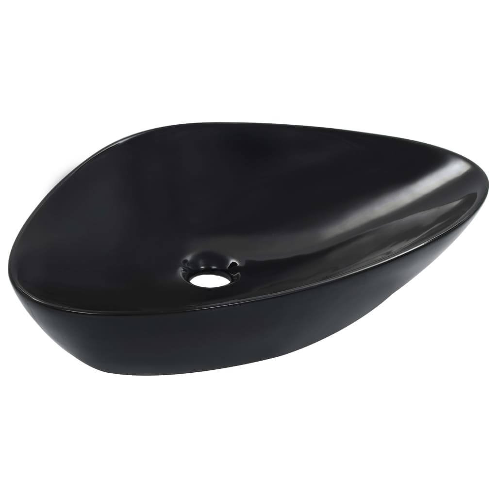 Washbasin, black, 58.5x39x14 cm, ceramic