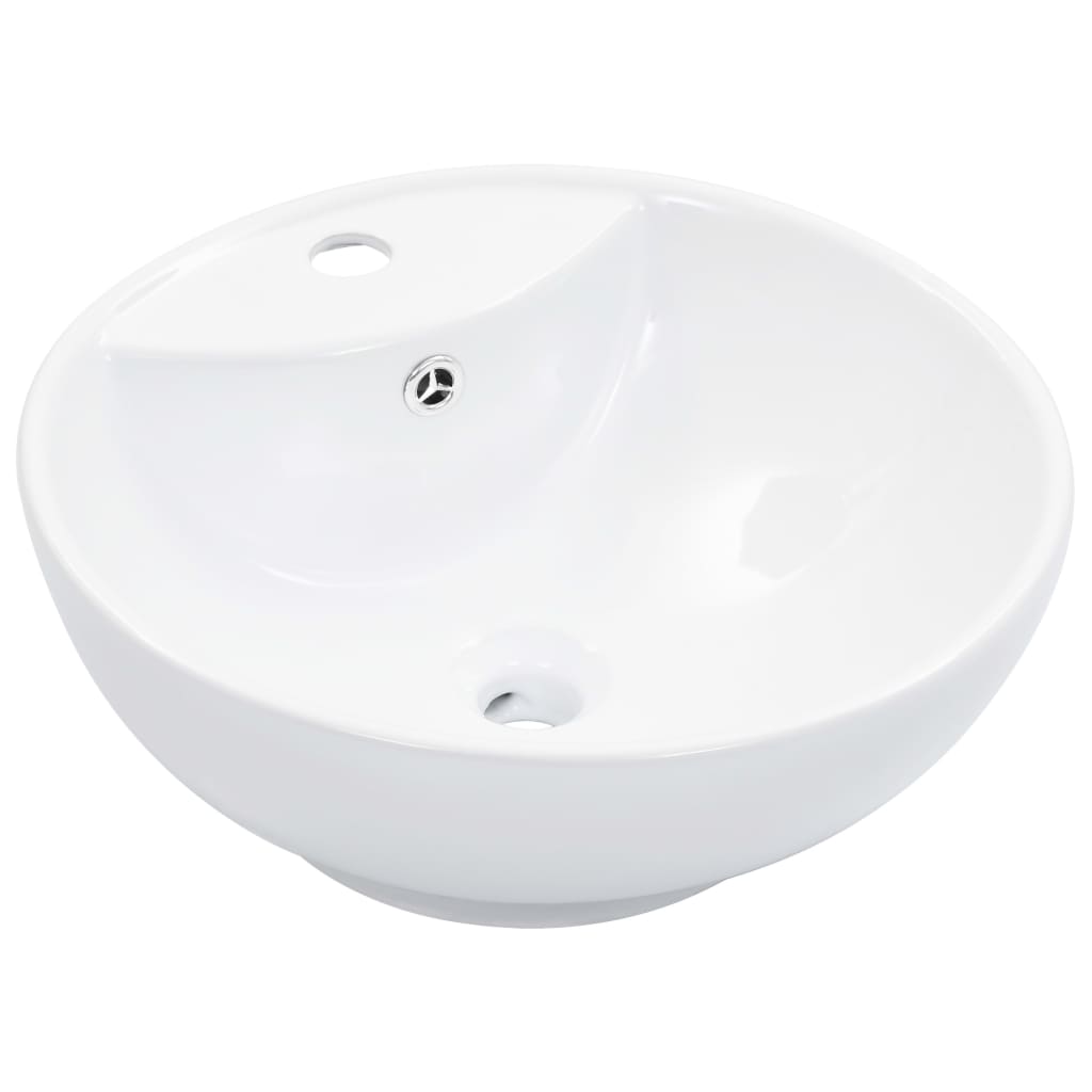 Washbasin with splash guard, 46.5x18cm, white, ceramic.