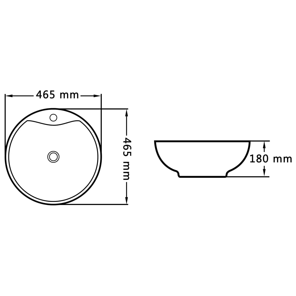 Washbasin with splash guard, 46.5x18cm, white, ceramic.