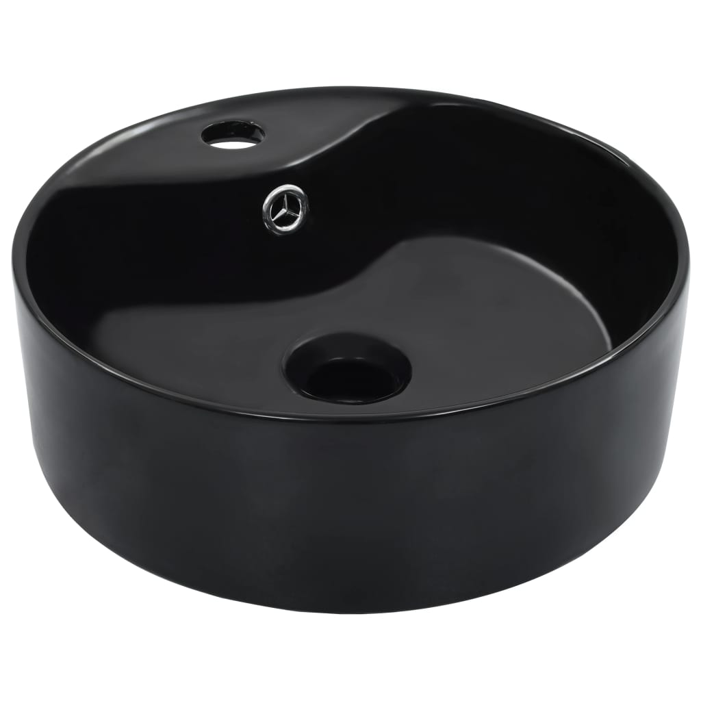 Washbasin with splash guard, 36x13cm, black, ceramic