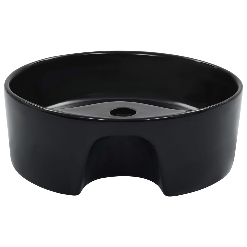 Washbasin with splash guard, 36x13cm, black, ceramic