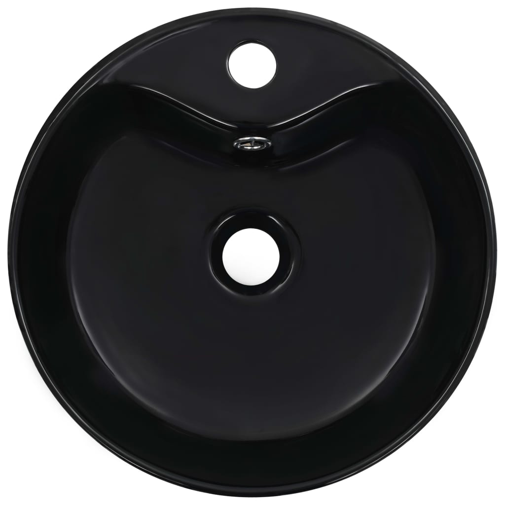 Washbasin with splash guard, 36x13cm, black, ceramic