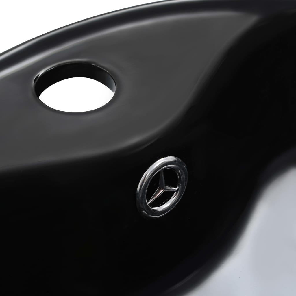 Washbasin with splash guard, 36x13cm, black, ceramic