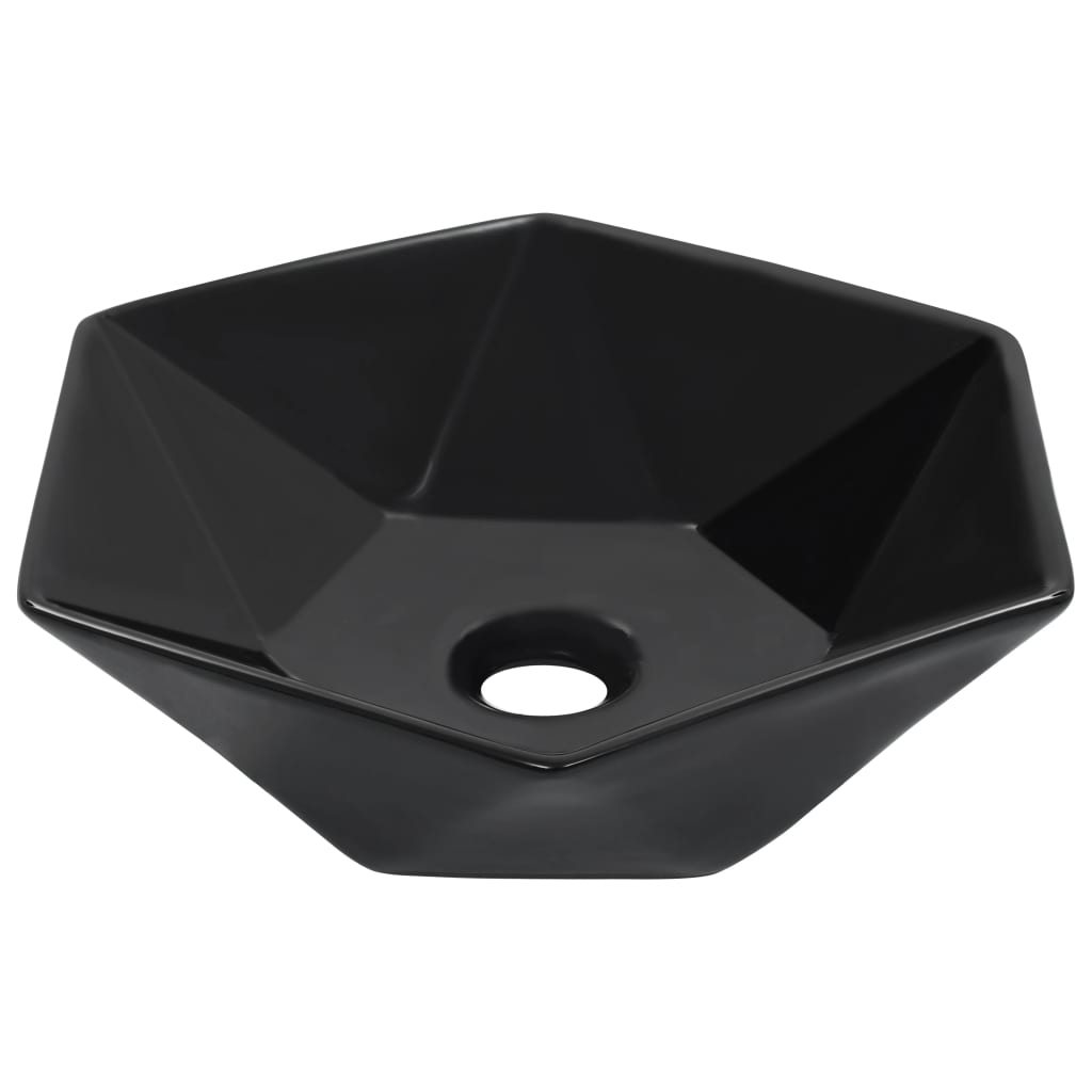 Washbasin, black, 41x36.5x12cm, ceramic