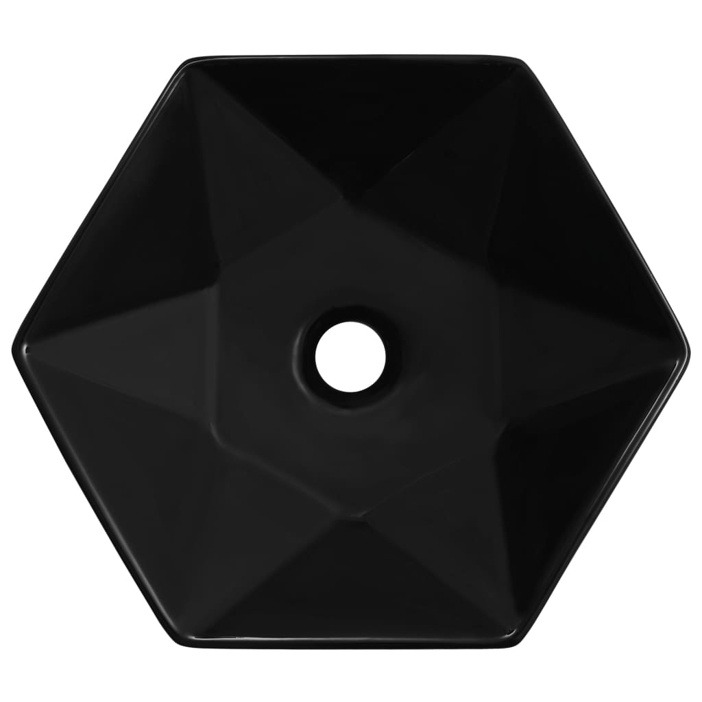 Washbasin, black, 41x36.5x12cm, ceramic