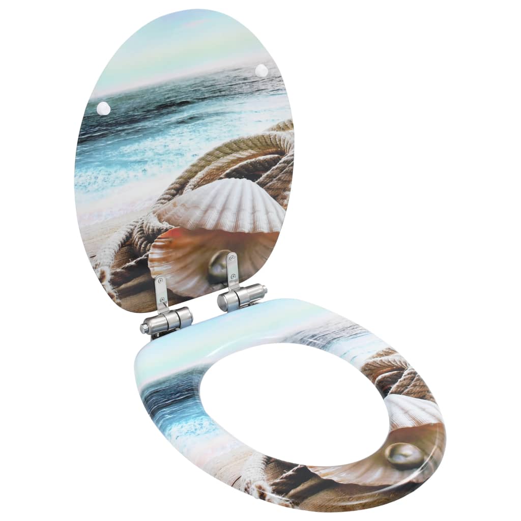 Toilet seat with soft-close lid, MDF, with shells