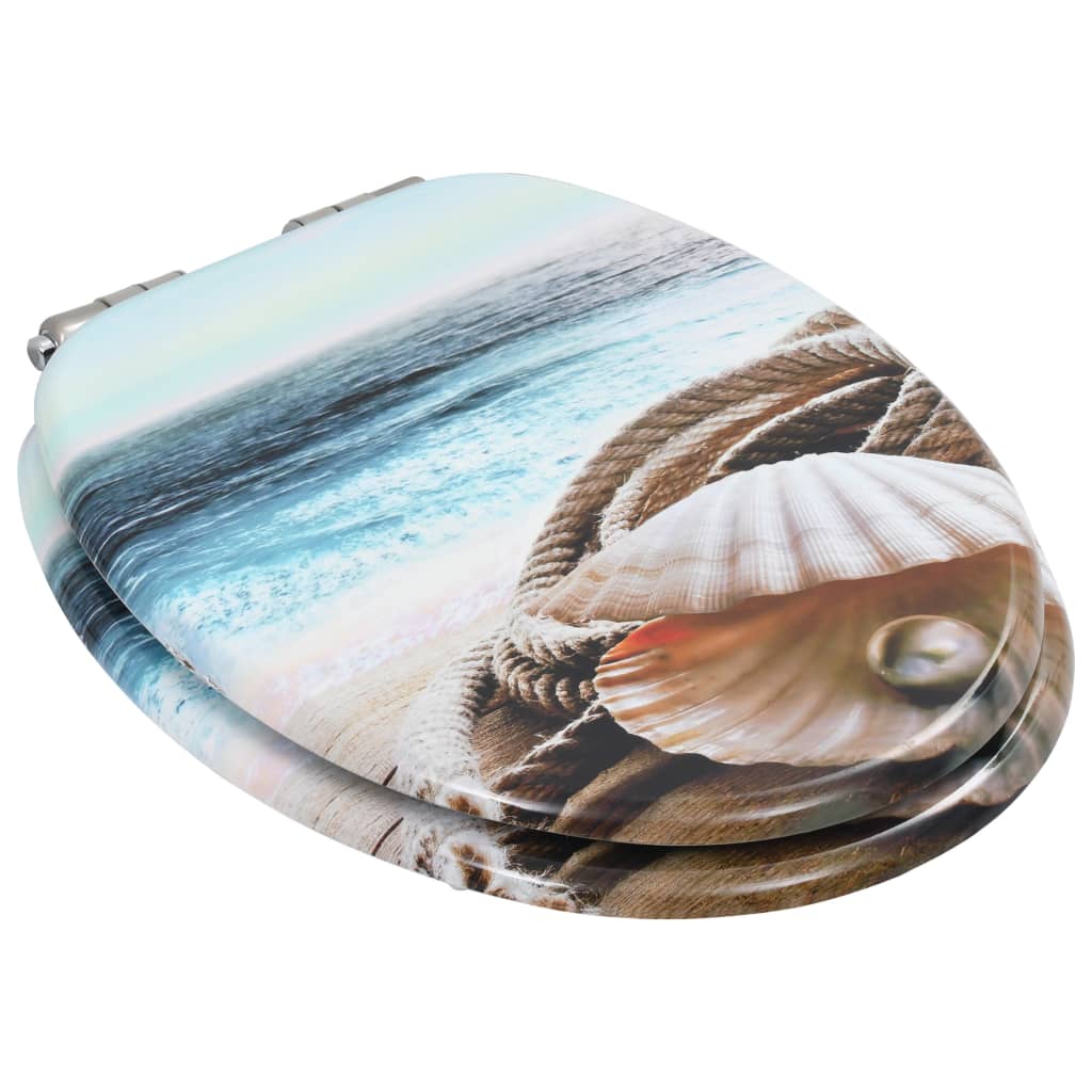 Toilet seat with soft-close lid, MDF, with shells