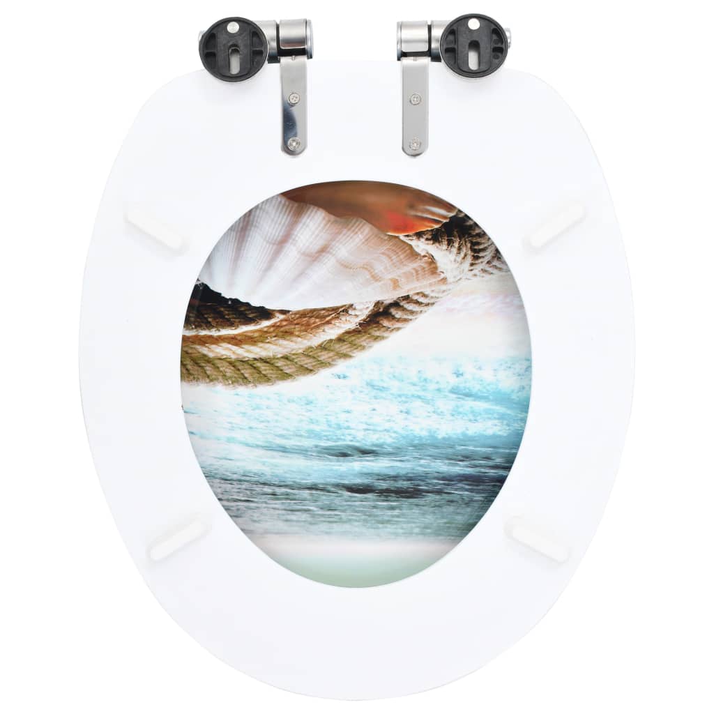 Toilet seat with soft-close lid, MDF, with shells