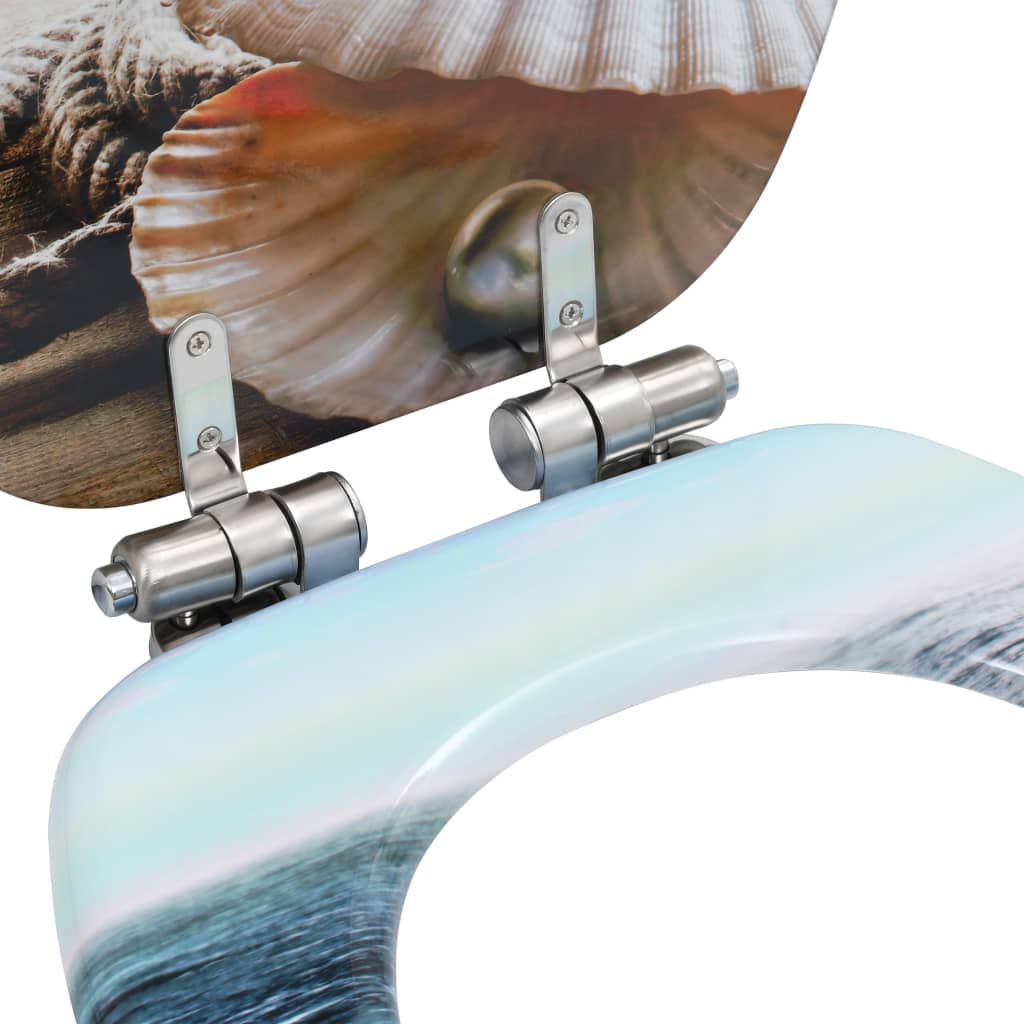 Toilet seat with soft-close lid, MDF, with shells