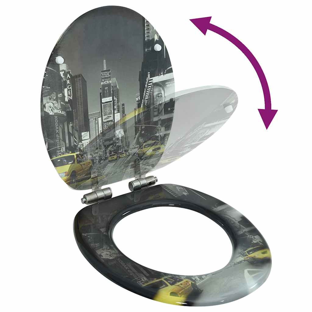 Toilet seat with soft-close lid, MDF, New York design