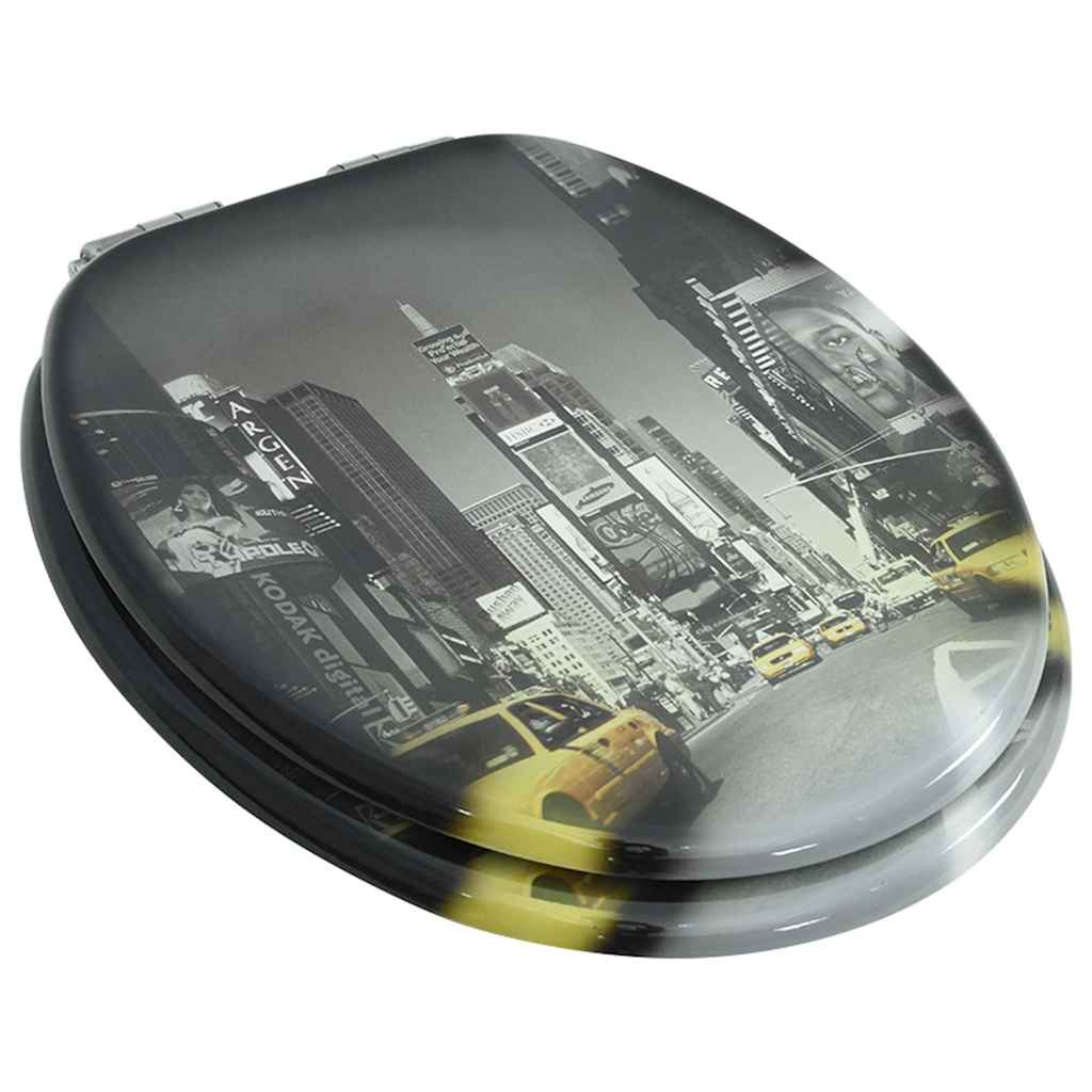 Toilet seat with soft-close lid, MDF, New York design