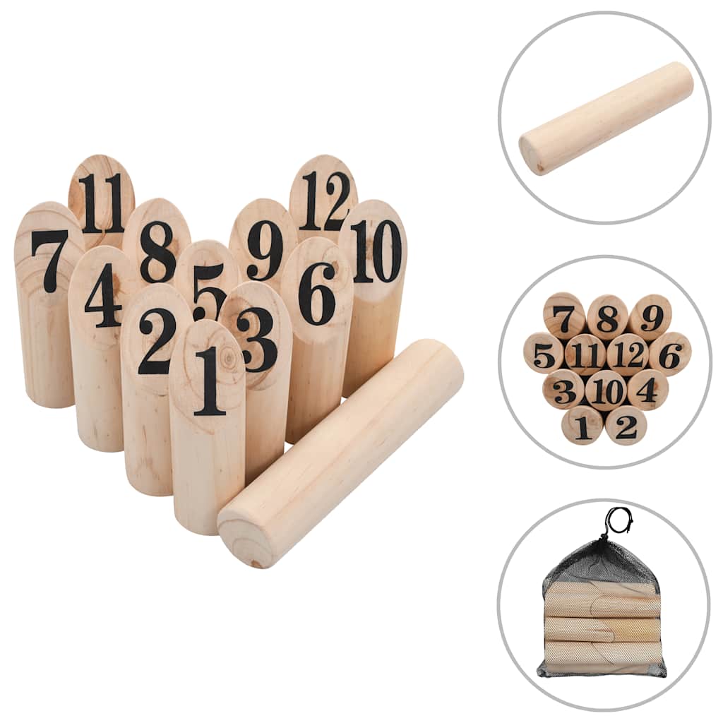 Number Kubb game, wooden