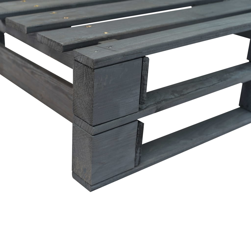 Pallet garden sofa with grey cushions, pine wood