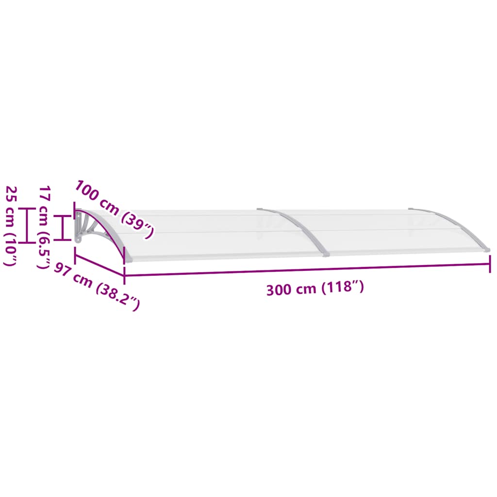 Stogelis durims, pilkas, 300x100cm, PC