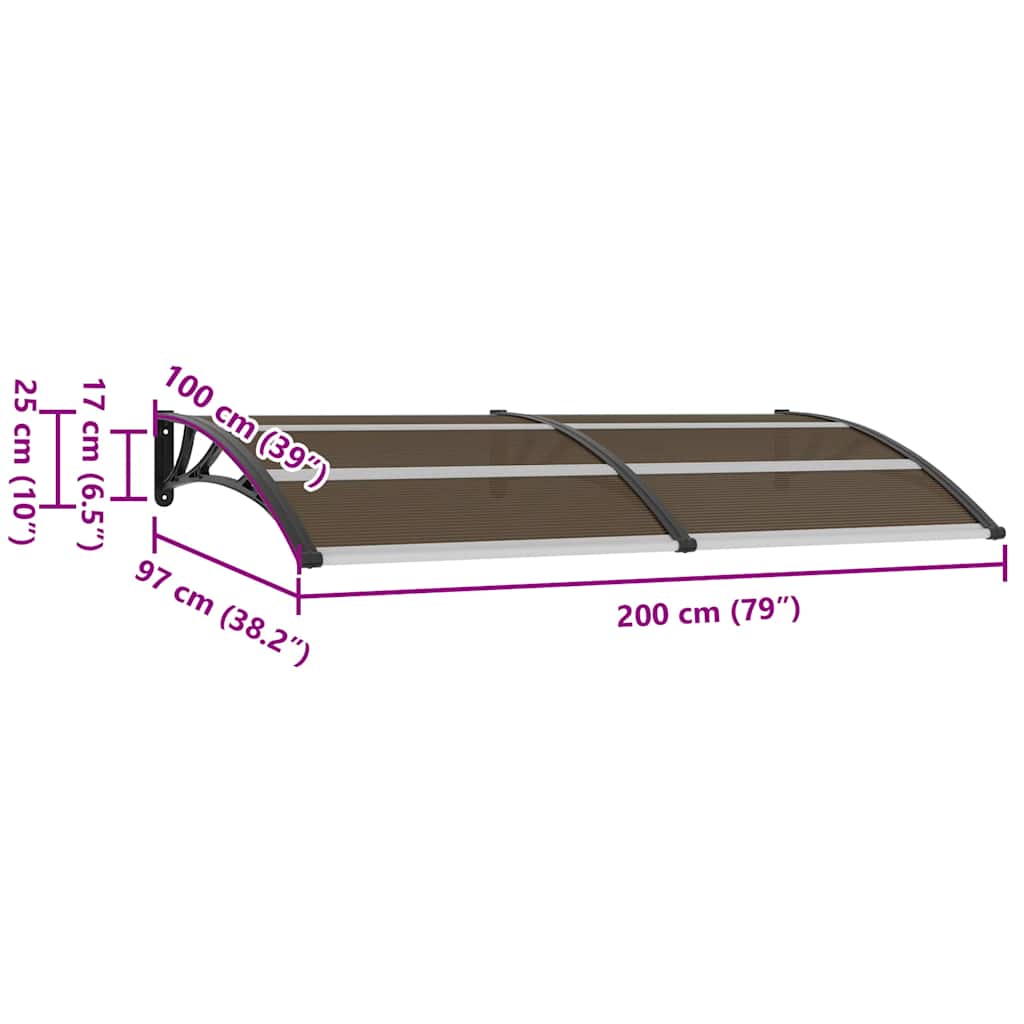 Canopy for doors, black, 200x100cm, PC