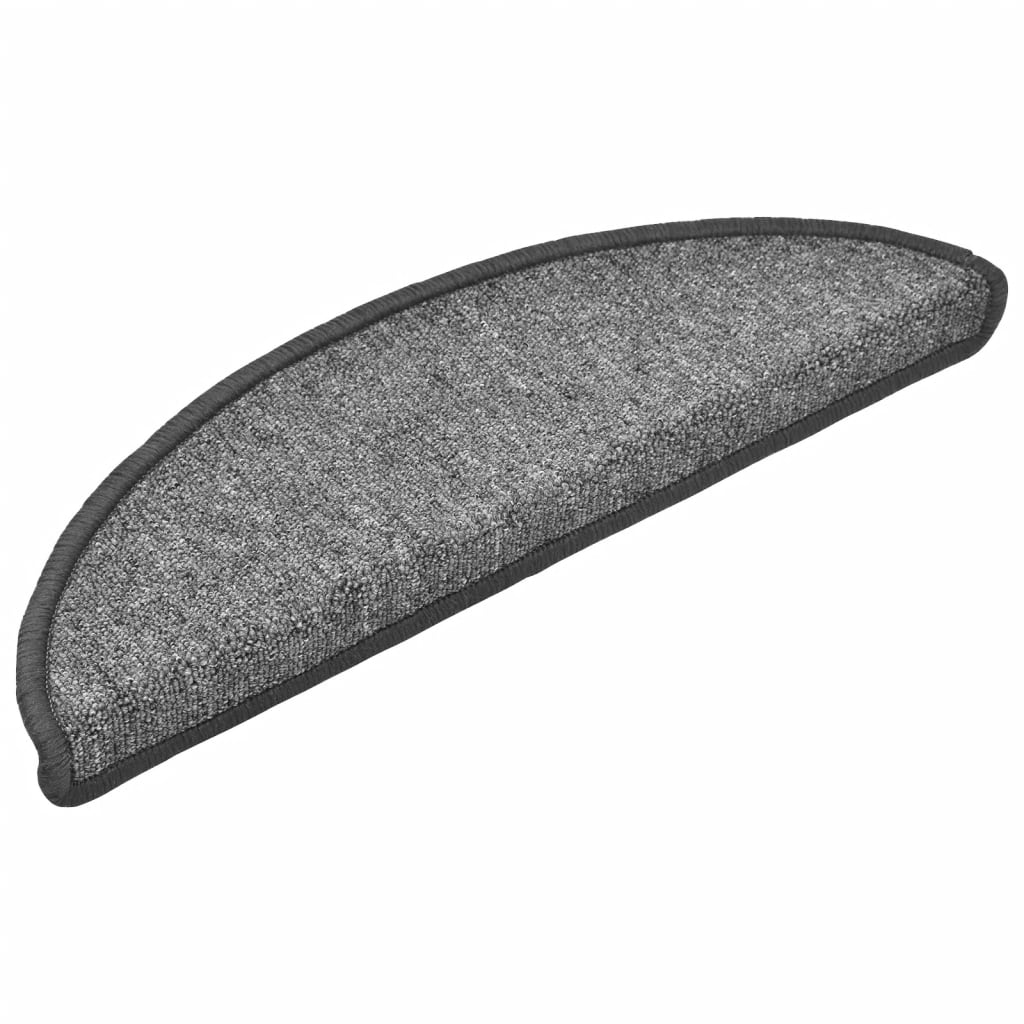Laiptų kilimėliai, 15 vnt., 56x17x3 cm, tamsiai pilki, pusapvaliai