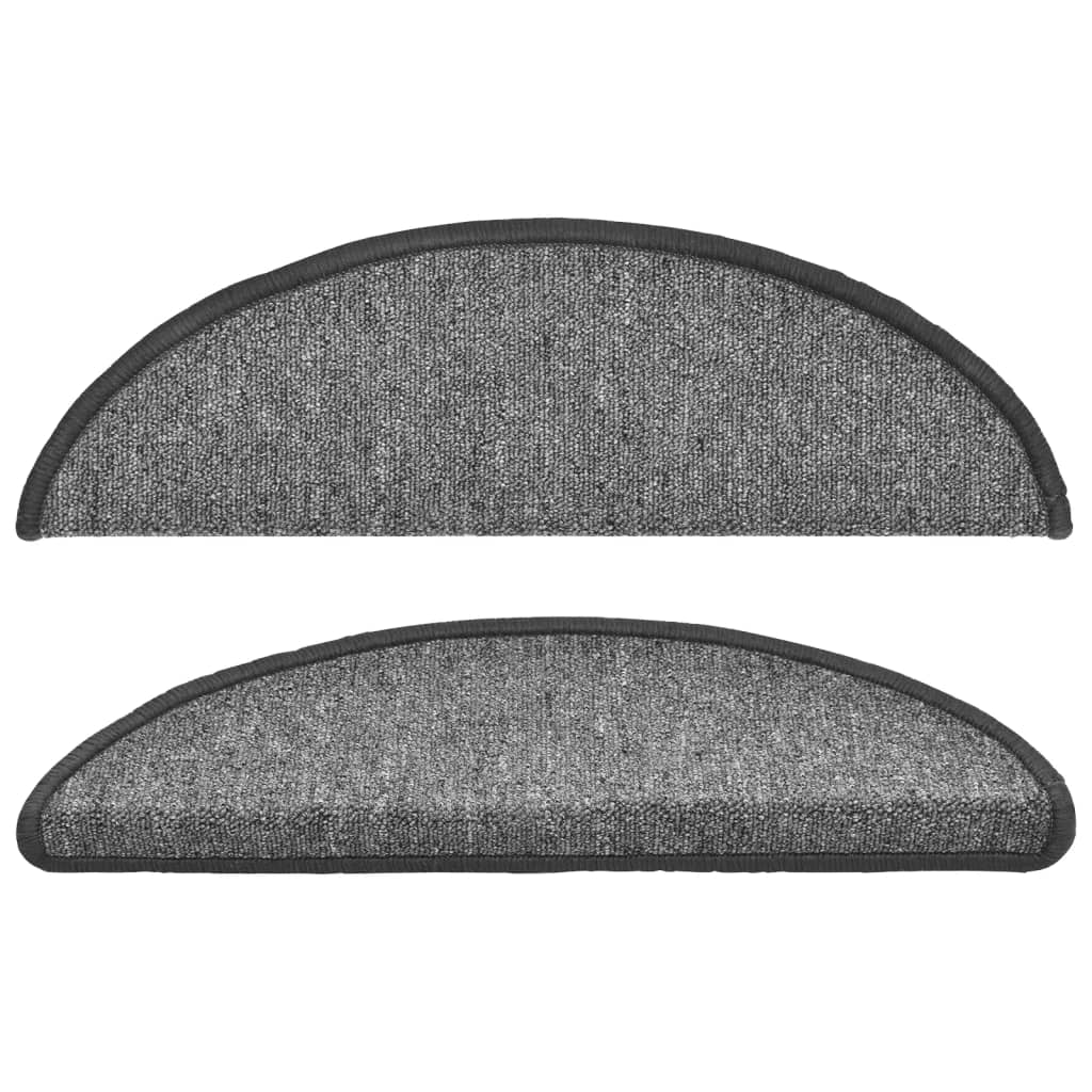 Laiptų kilimėliai, 15 vnt., 56x17x3 cm, tamsiai pilki, pusapvaliai