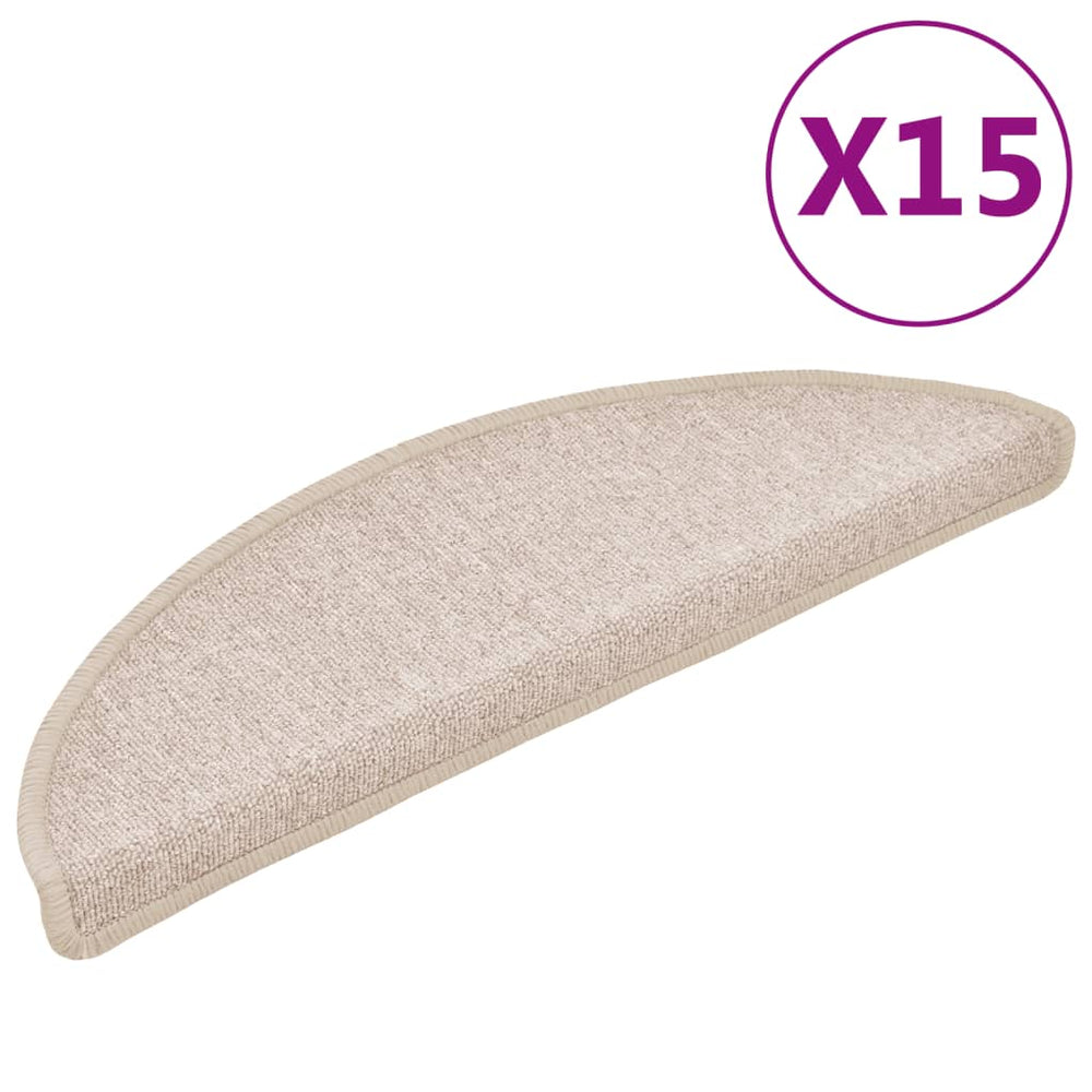 Laiptų kilimėliai, 15 vnt., 56x17x3 cm, pilkai rudi, pusapvaliai