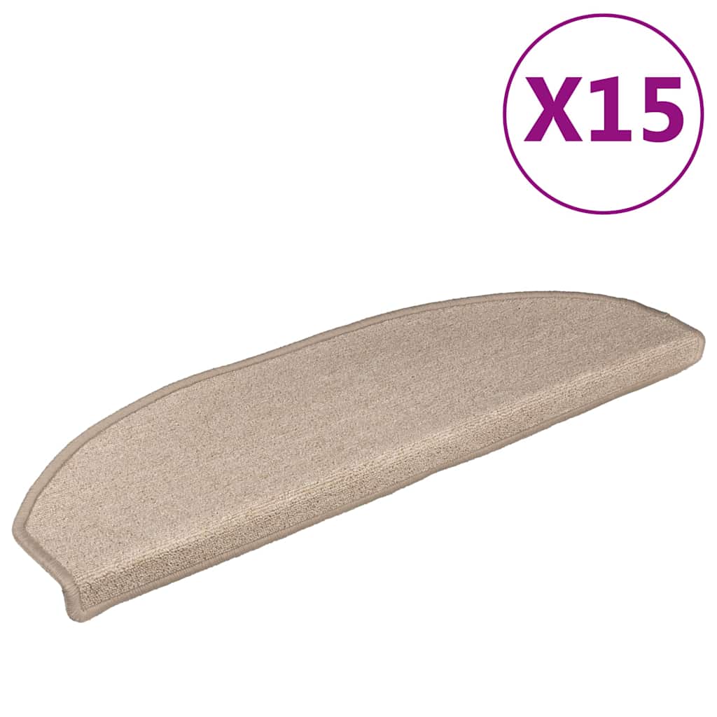 Laiptų kilimėliai, 15 vnt., 56x17x3 cm, pilkai rudi, pusapvaliai
