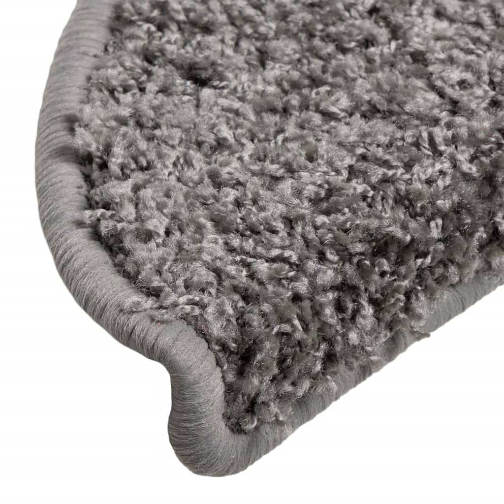 Laiptų kilimėliai, 15 vnt., pilki, 56x17x3 cm, pusapvaliai
