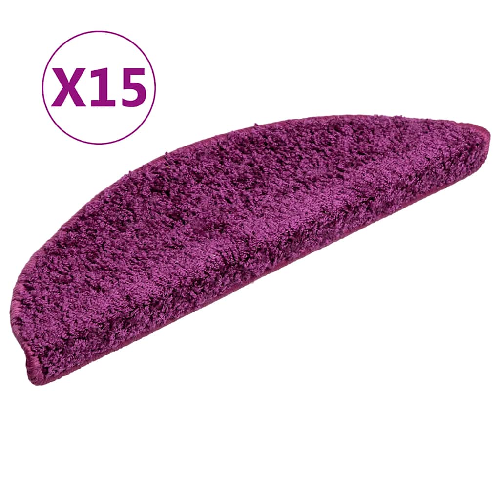 Laiptų kilimėliai, 15 vnt., 56x17x3 cm, violetiniai, pusapvaliai