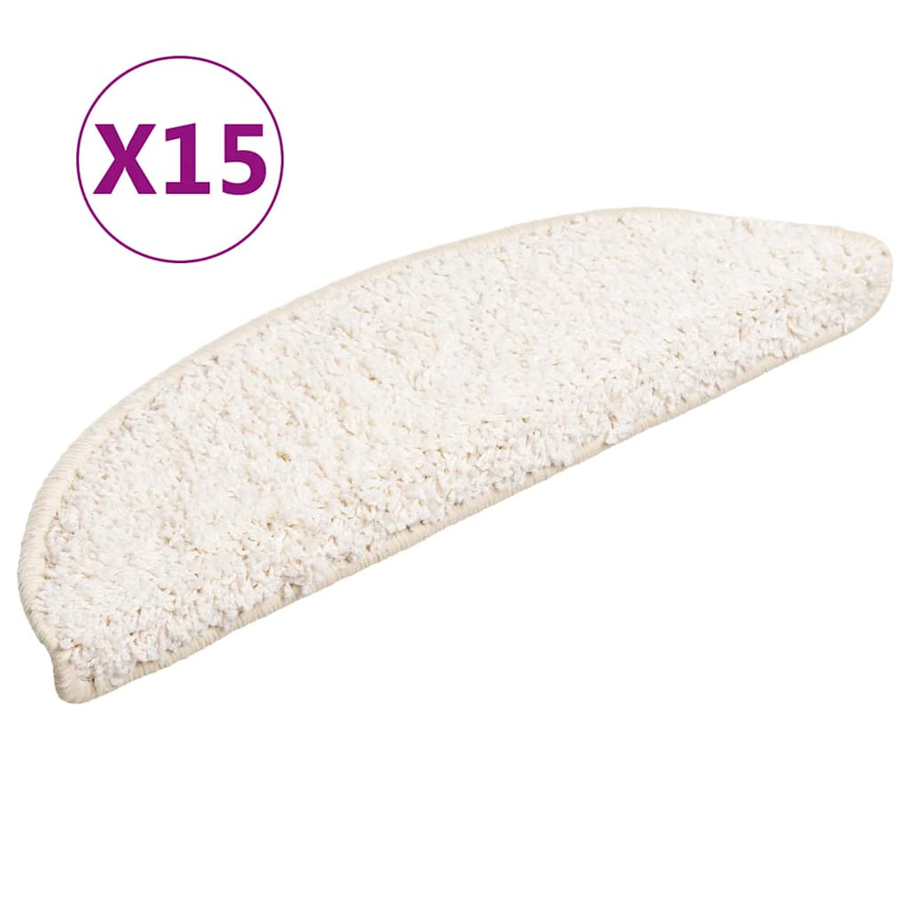 Laiptų kilimėliai, 15 vnt., 56x17x3 cm, balti, pusapvaliai