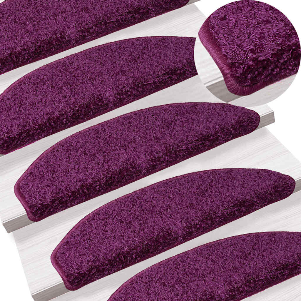 Laiptų kilimėliai, 15 vnt., 65x21x4 cm, violetiniai, pusapvaliai, dideli