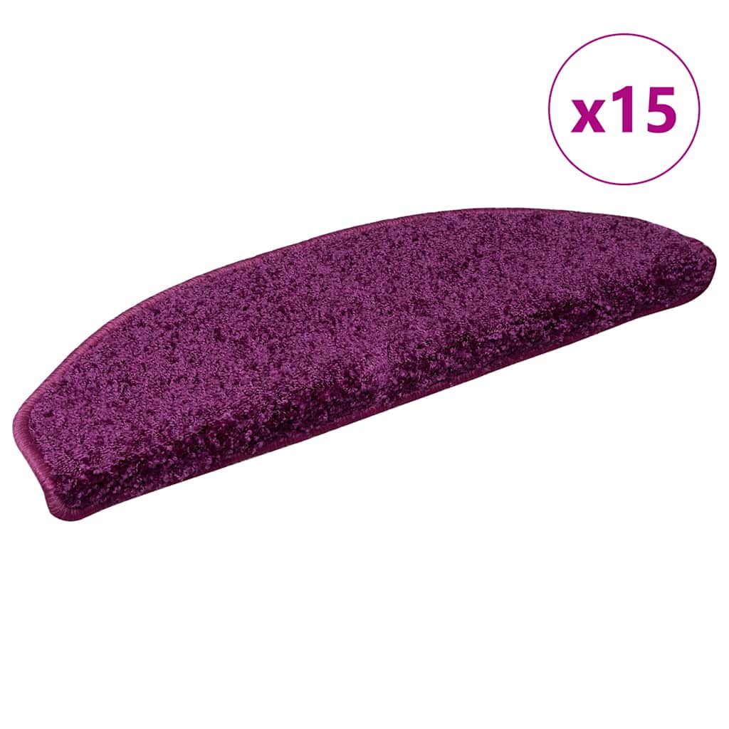 Laiptų kilimėliai, 15 vnt., 65x21x4 cm, violetiniai, pusapvaliai, dideli