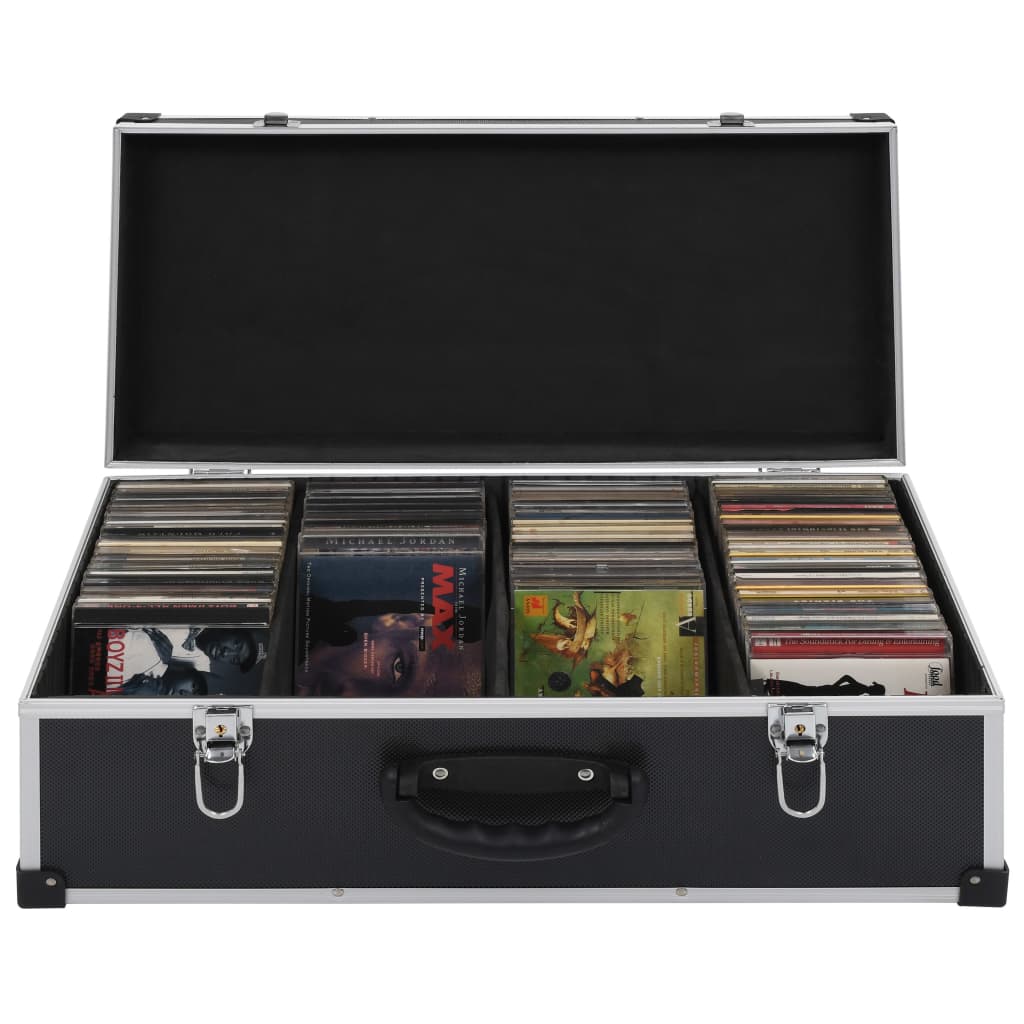 CD case for 80 discs, black, aluminium, ABS