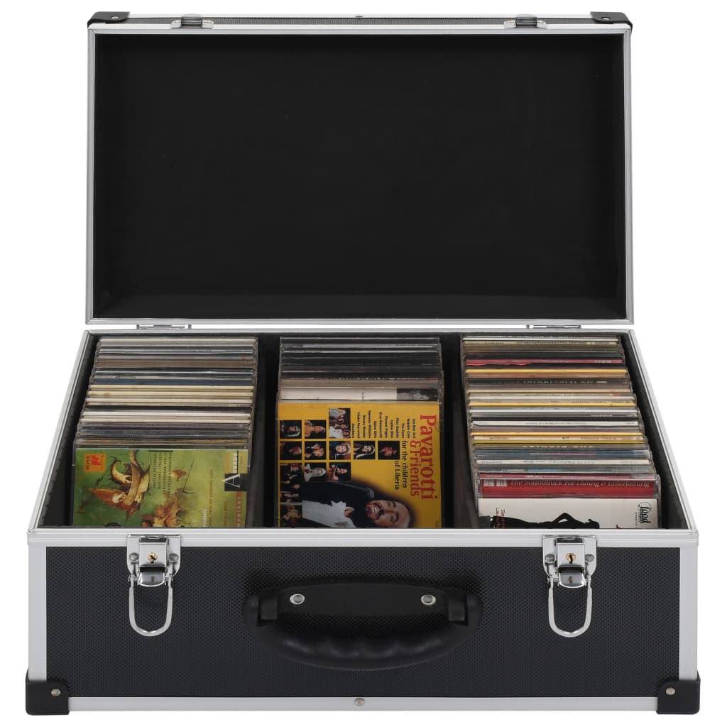 Compact disc case for 60 discs, black, aluminium, ABS