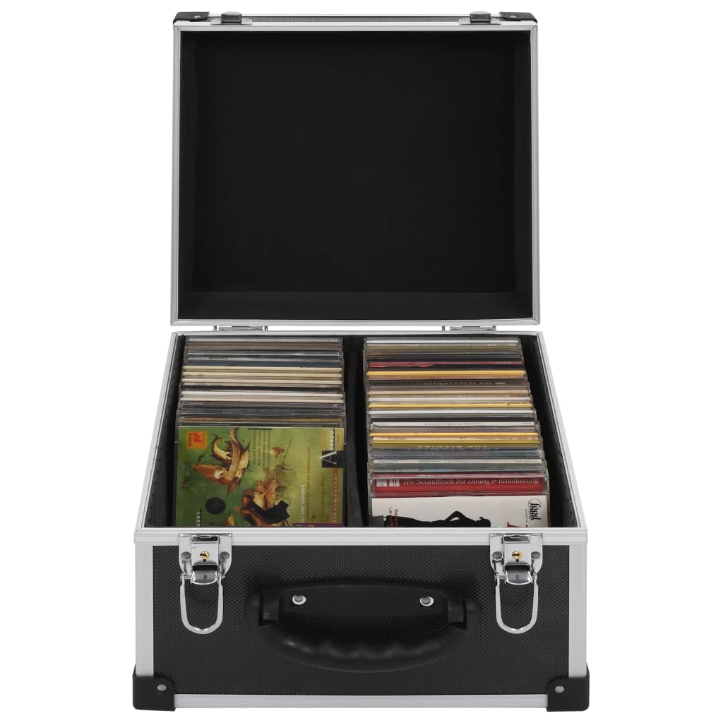 CD case for 40 discs, black, aluminum, ABS