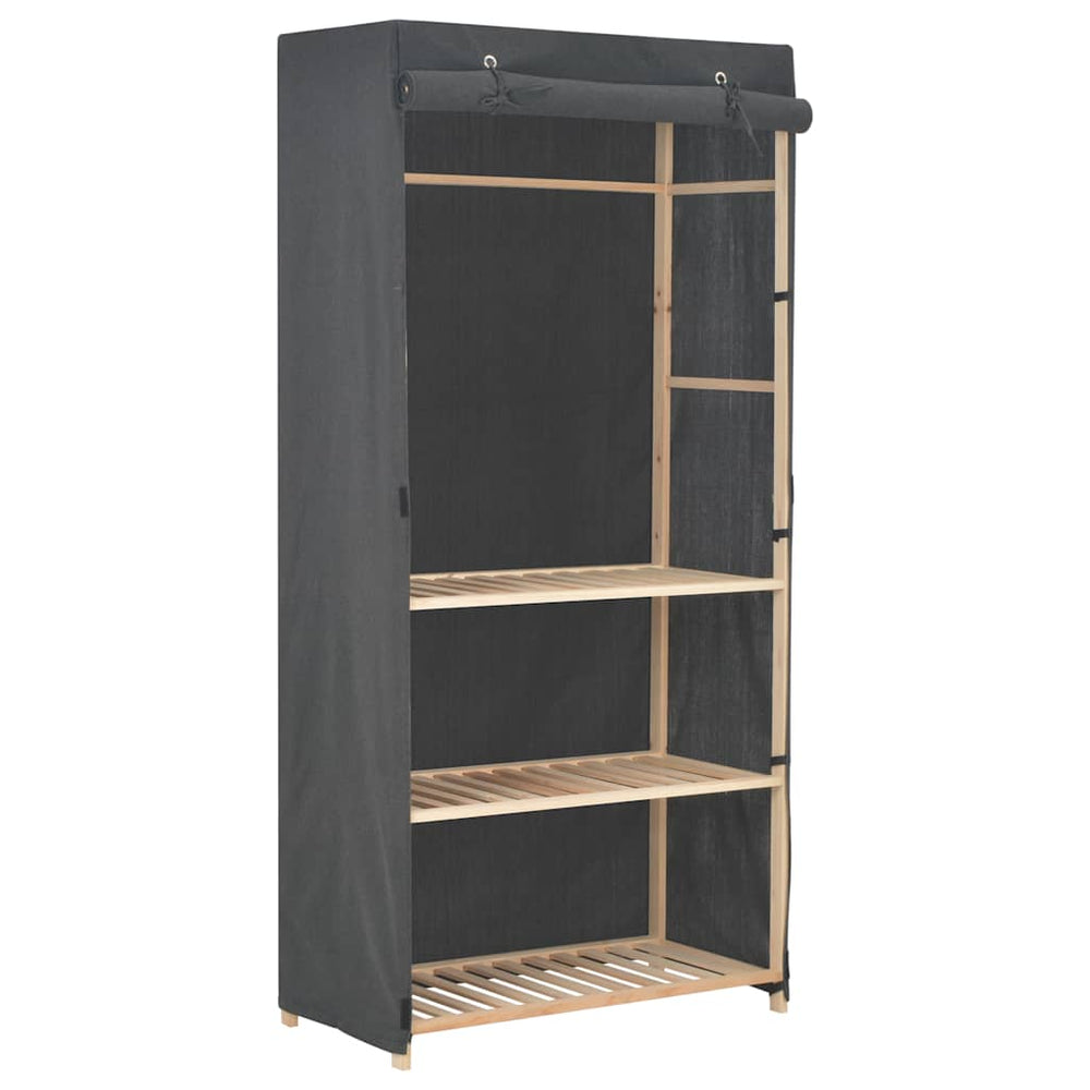 Wardrobe, grey, 79x40x170cm, fabric, 3 shelves.
