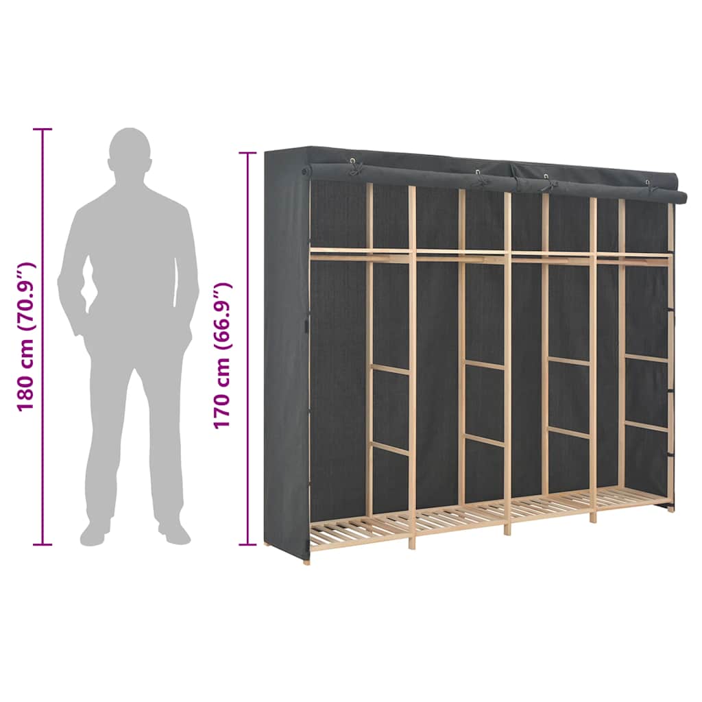 Wardrobe, grey, 200x40x170cm, fabric