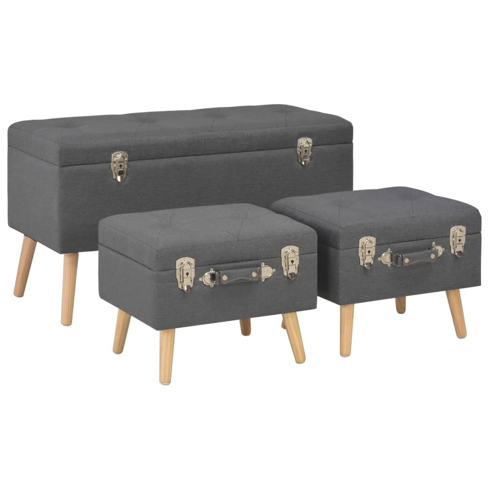 Storage stools, 3 pcs, dark grey, fabric