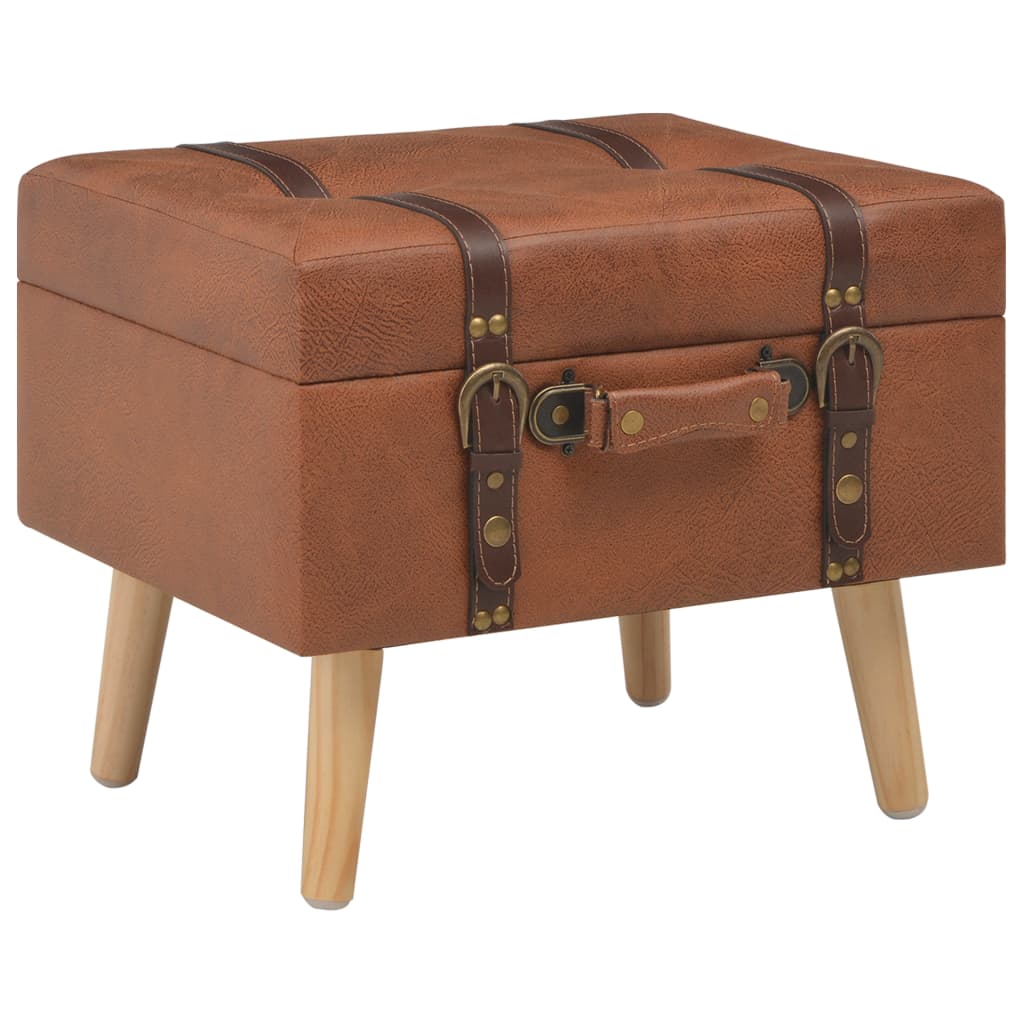 Storage ottoman, tan, 40 cm, faux leather