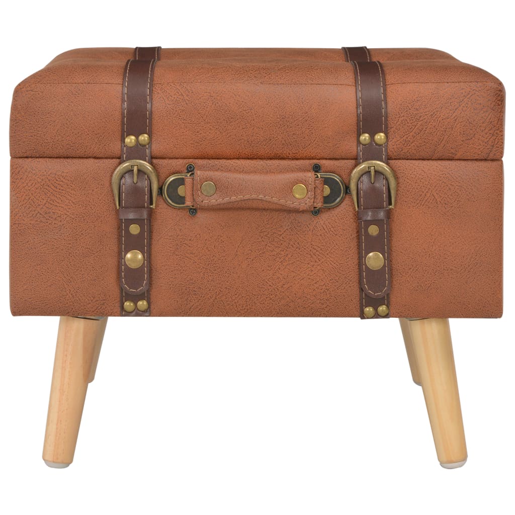 Storage ottoman, tan, 40 cm, faux leather