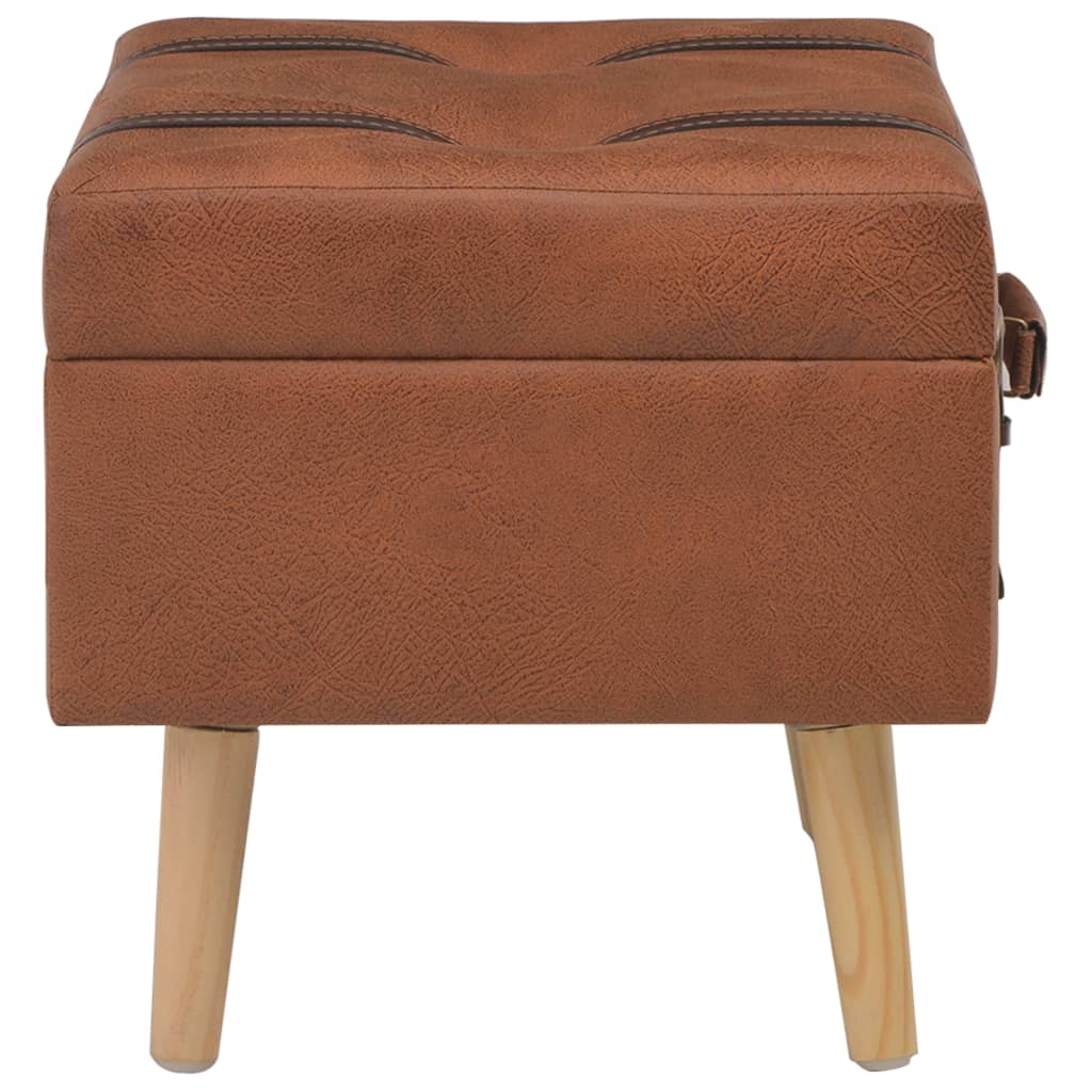 Storage ottoman, tan, 40 cm, faux leather