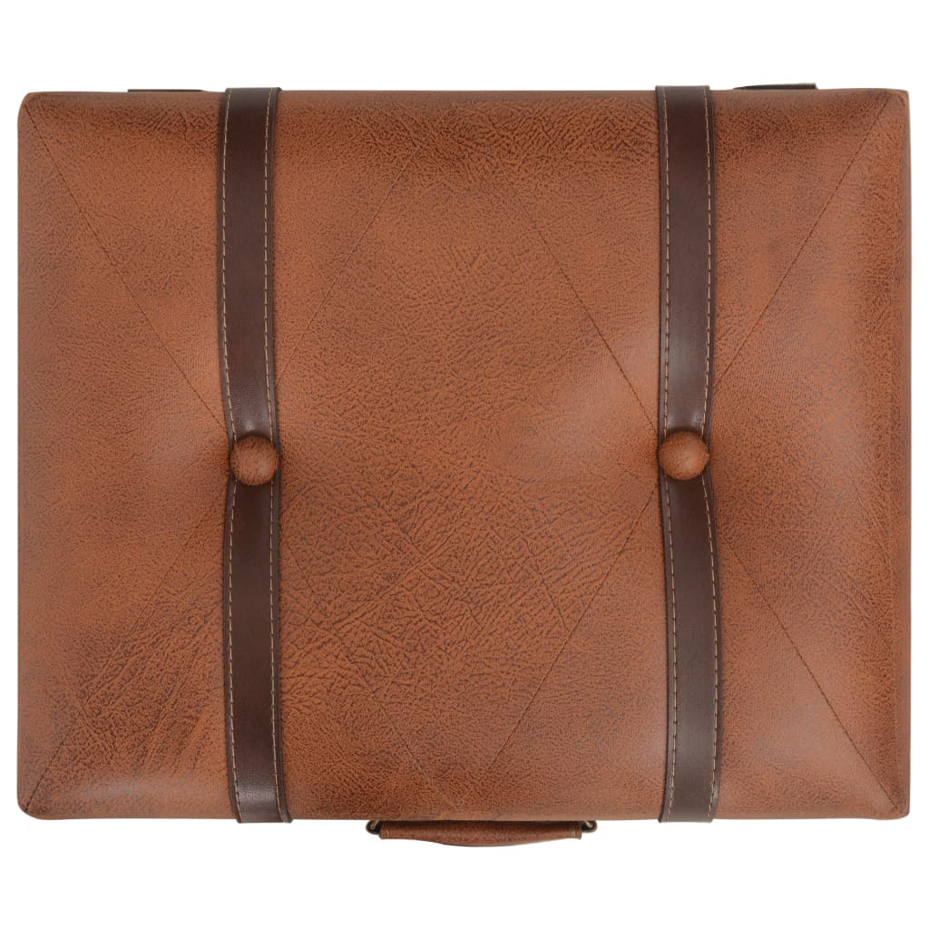 Storage ottoman, tan, 40 cm, faux leather