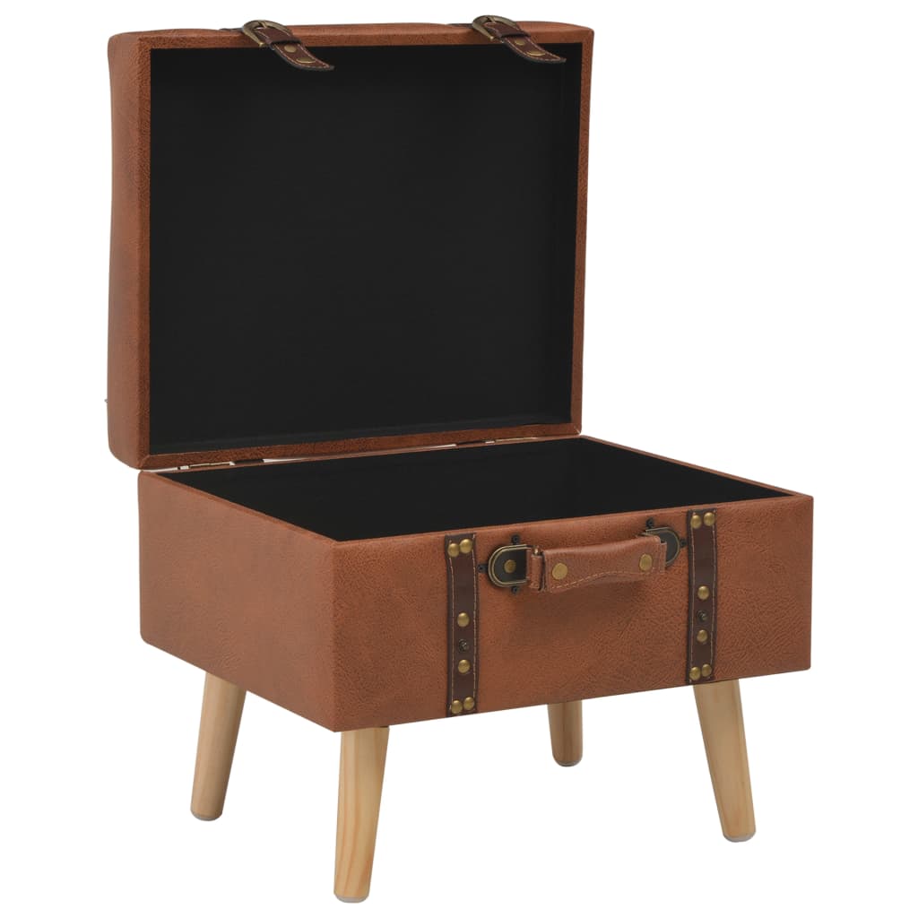 Storage ottoman, tan, 40 cm, faux leather
