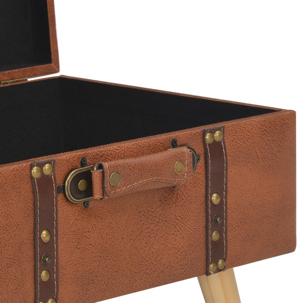 Storage ottoman, tan, 40 cm, faux leather