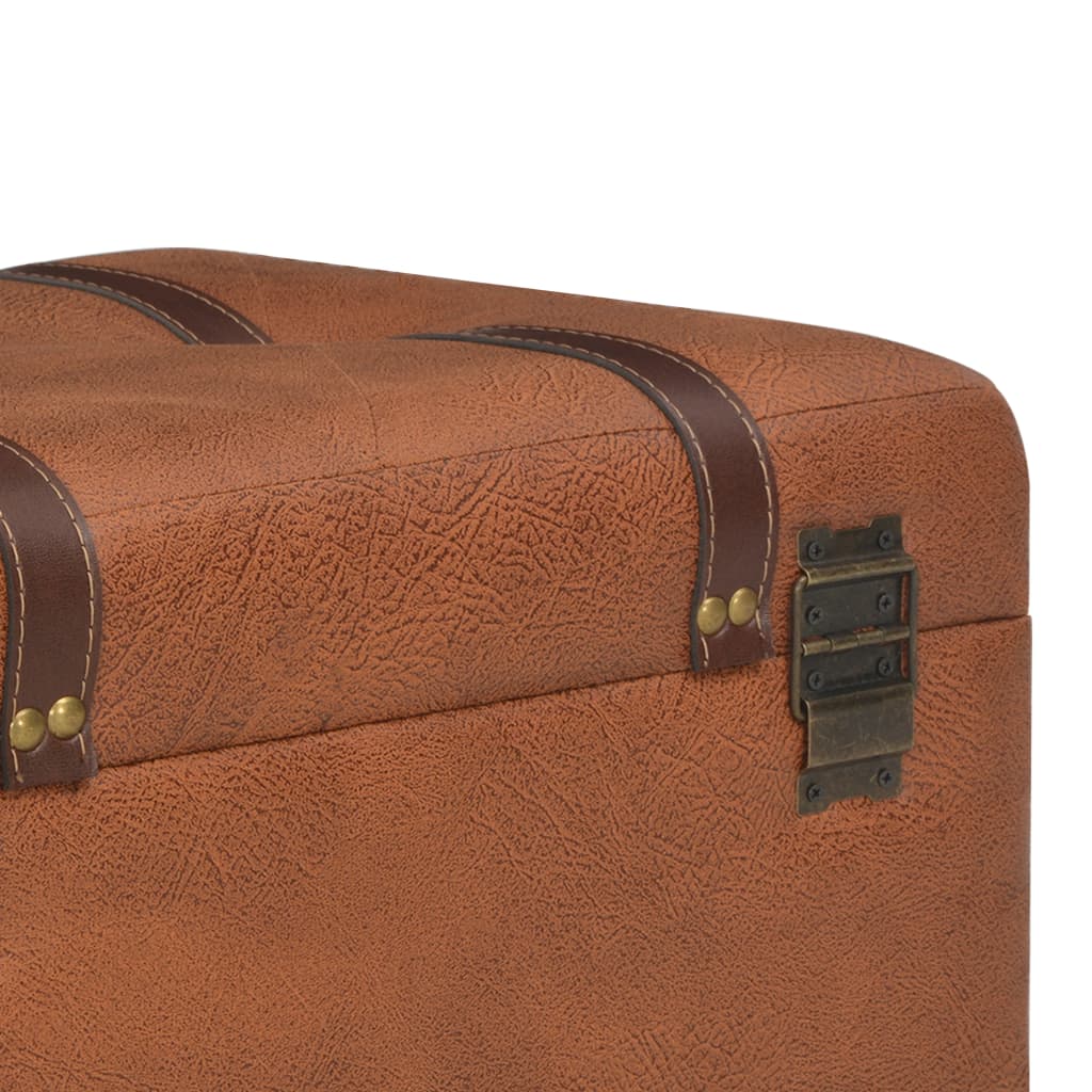 Storage ottoman, tan, 40 cm, faux leather